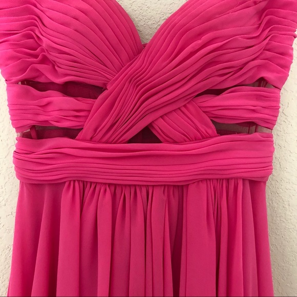 CACHE Pink High Low Illusion Chiffon Dress Sz 4 - Picture 3 of 8